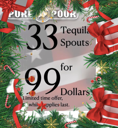33 Tequila  Pour Spouts for Fluted Bottles for $99.00