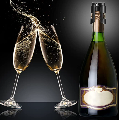 Champagne Stopper with Twist Lock Bulk Set of 6, Reusable Mini